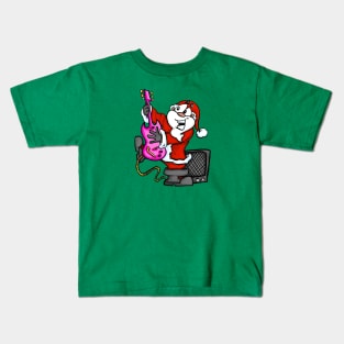 Santa playing Electric guitar Kids T-Shirt